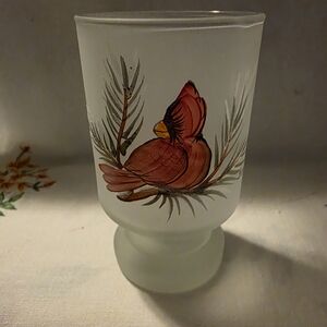 Frosted Cardinal Glass Tea Light Holder From Ogle Bay, Wheeling, West Virginia